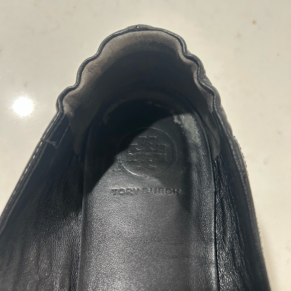 Tory Burch Black Leather Logo Ballet Flats - Picture 4 of 14